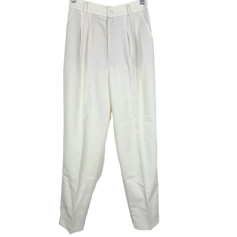 Vintage Pants Joan Walters Petite 26" Waist Ivory Yellow Pleated Front Tapered